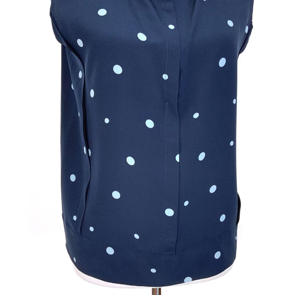 MARNI Navy Blue Polka Dot Sleeveless Blouse Ruffle Neck Sz 44 (M) - Picture 9 of 16
